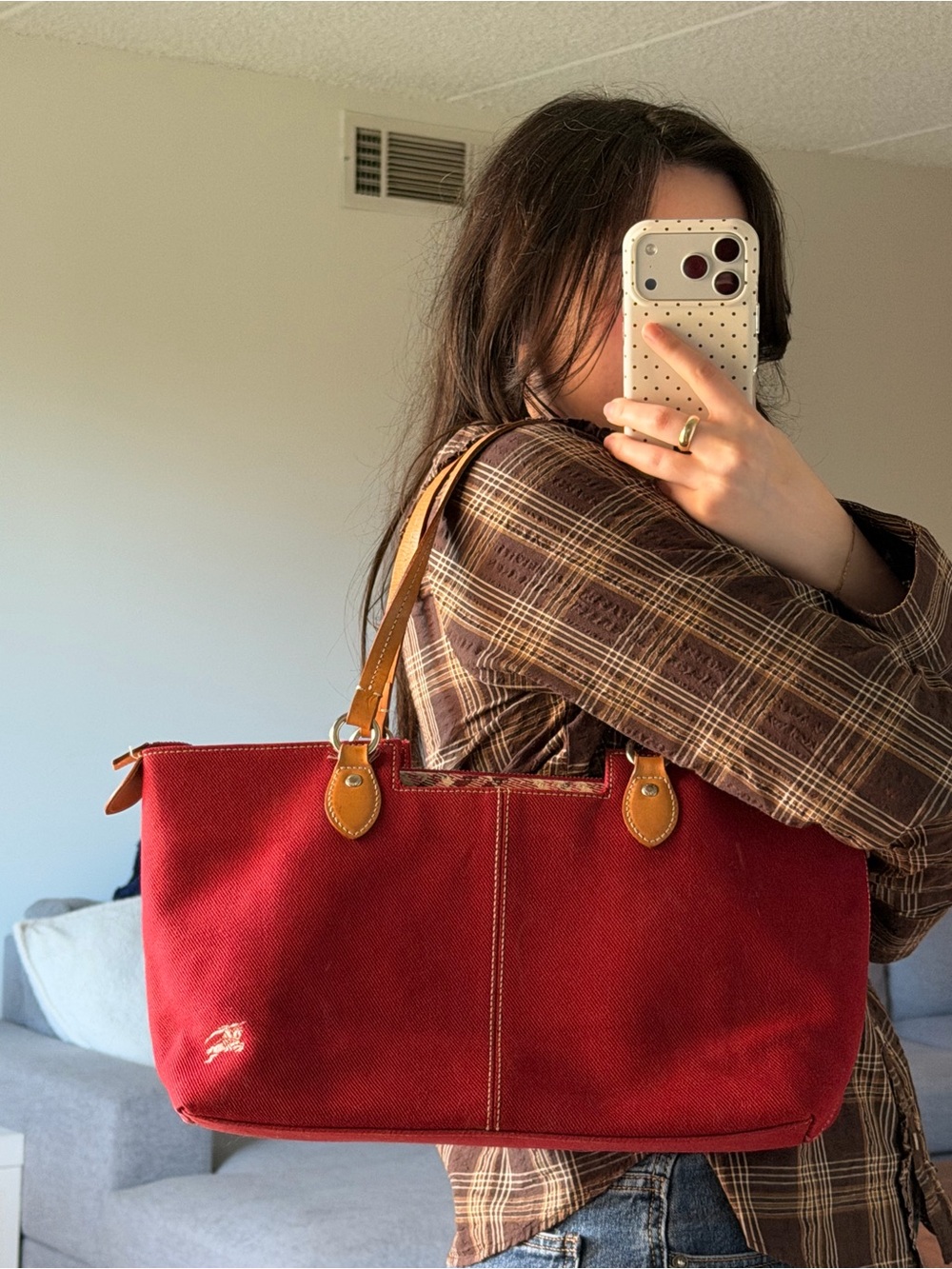 Burberry The Blue Label Nova Check Red Canvas Tote Bag